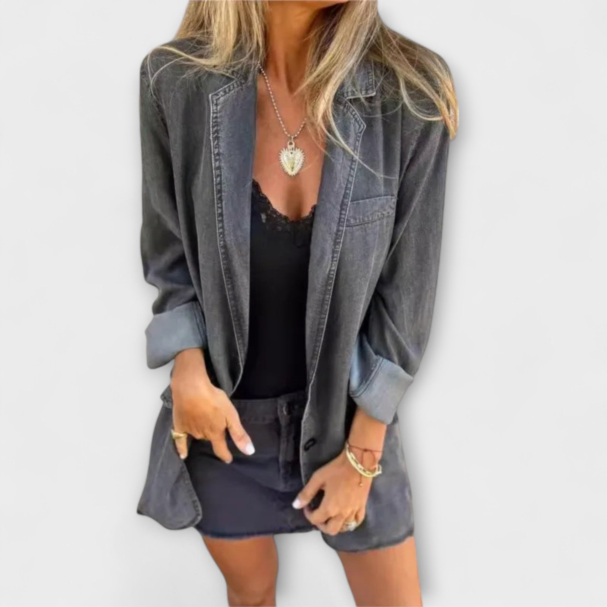 Elina Denim Dream Jakke Blazerstil Eksklusiv Kollektion