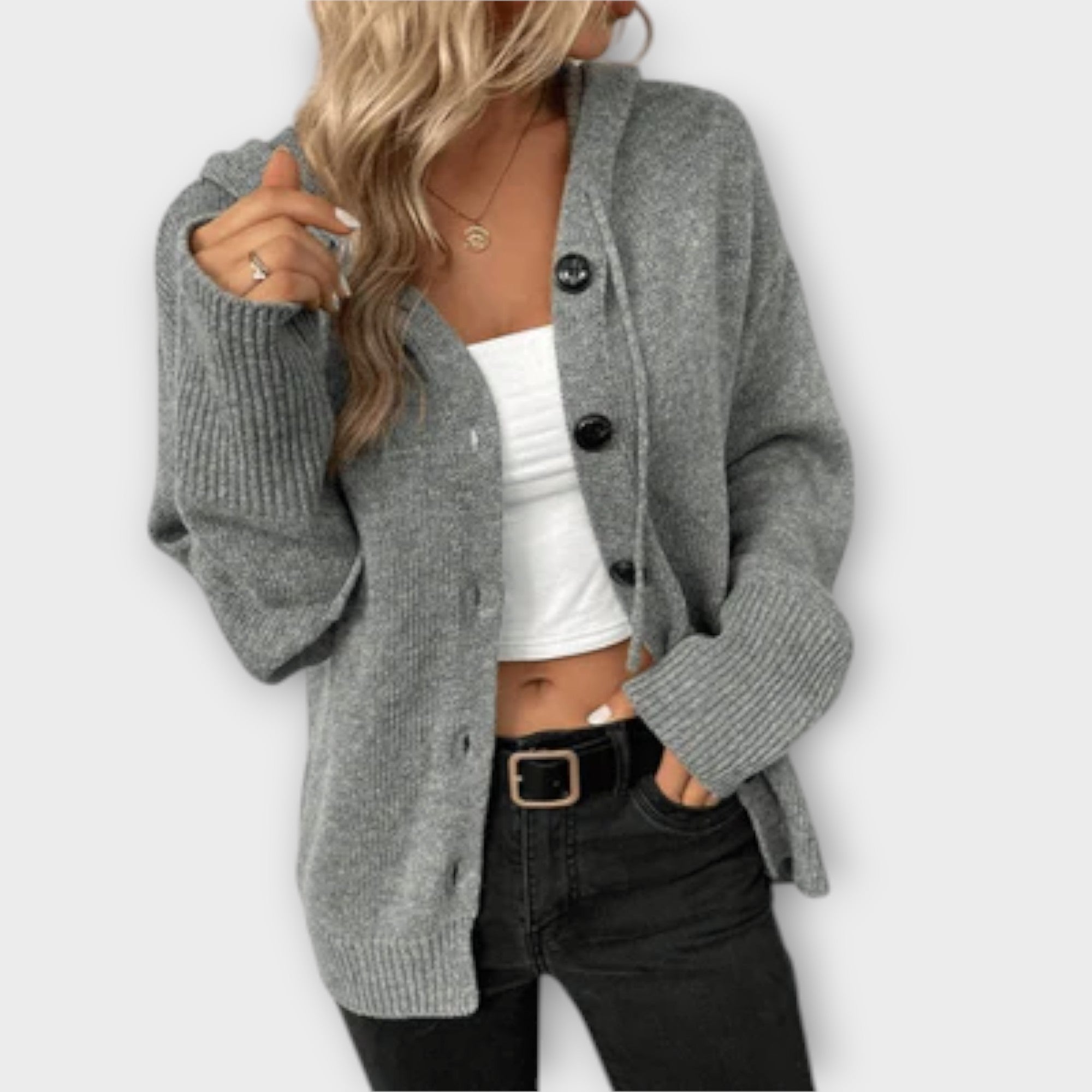 Eline Cardigan I Blødt Strik Frontknapper Eksklusiv