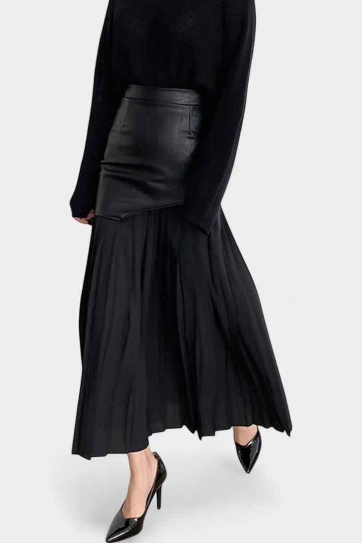 Noelle Maxi Nederdel Chiffon Og Syntetisk Læder Eksklusiv