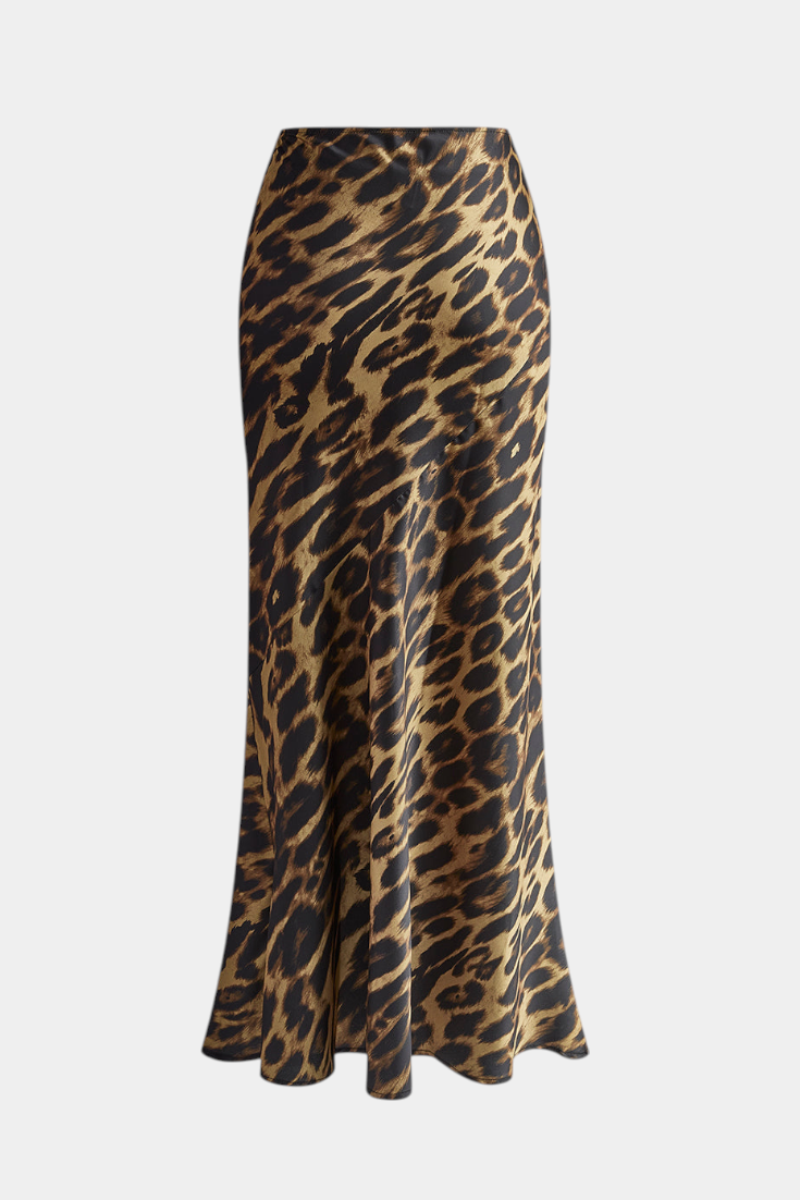 Elena Skørt Maxi Slim Leopardmønster Vævet Eksklusivt