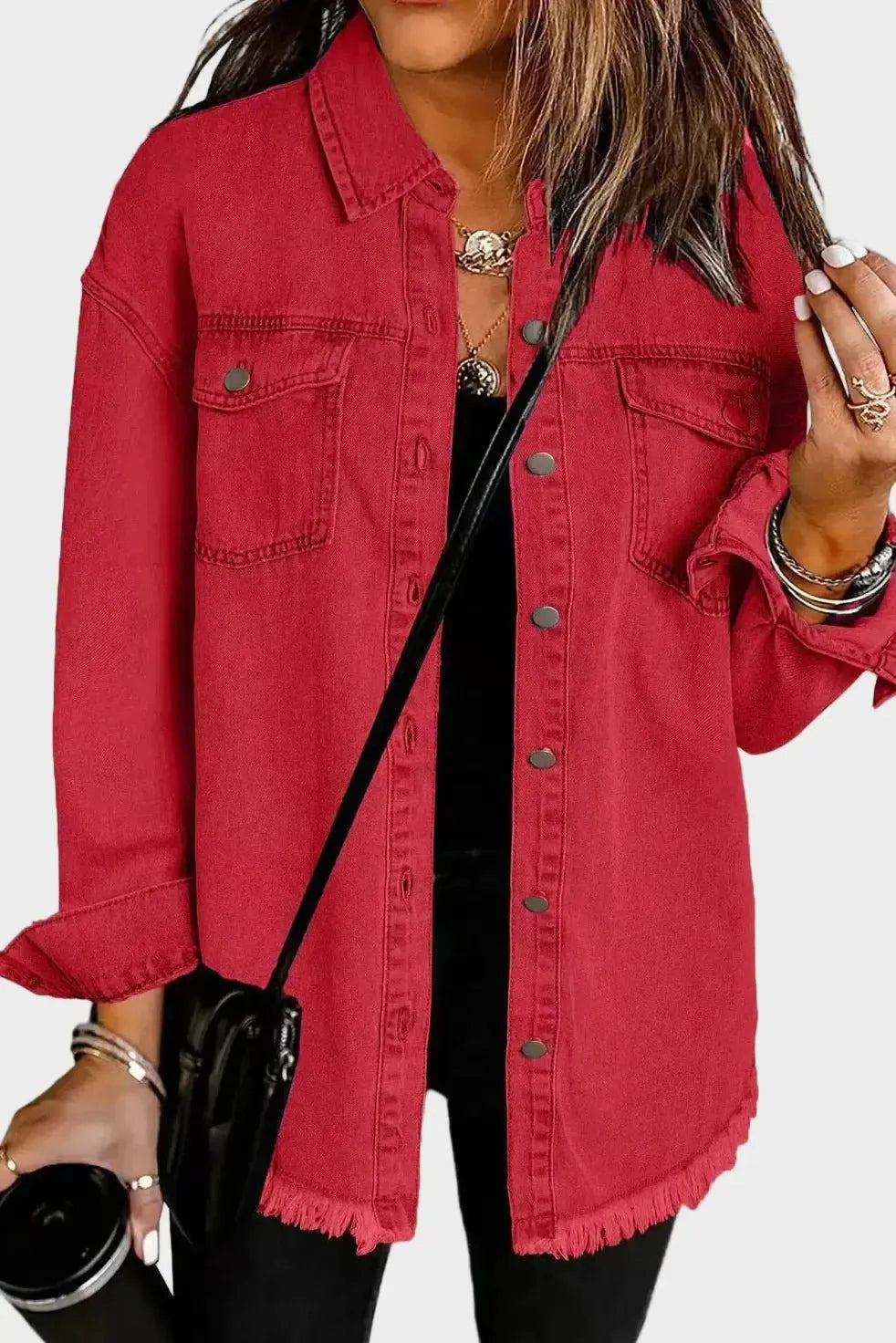 Emilie | Rød Jeansjakke