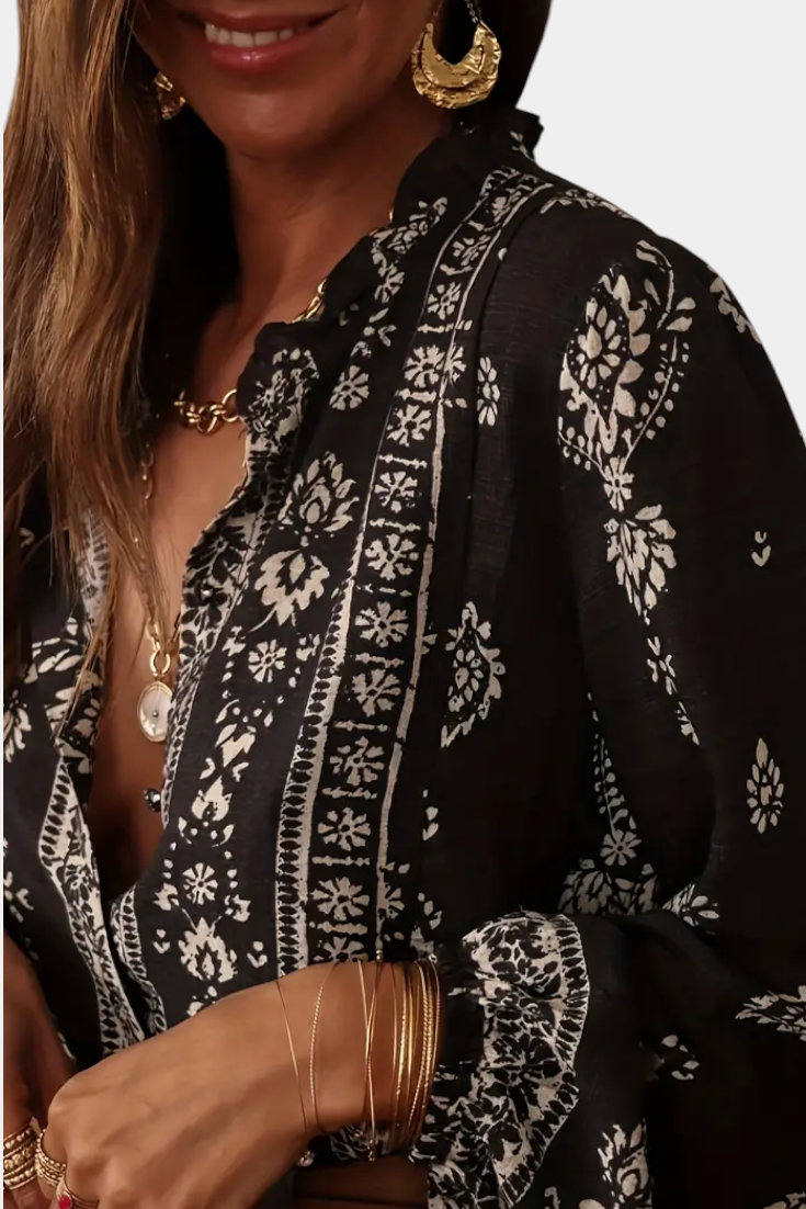 Wild Sage Bluse Genanvendt Polyester Med Tryk Eksklusiv
