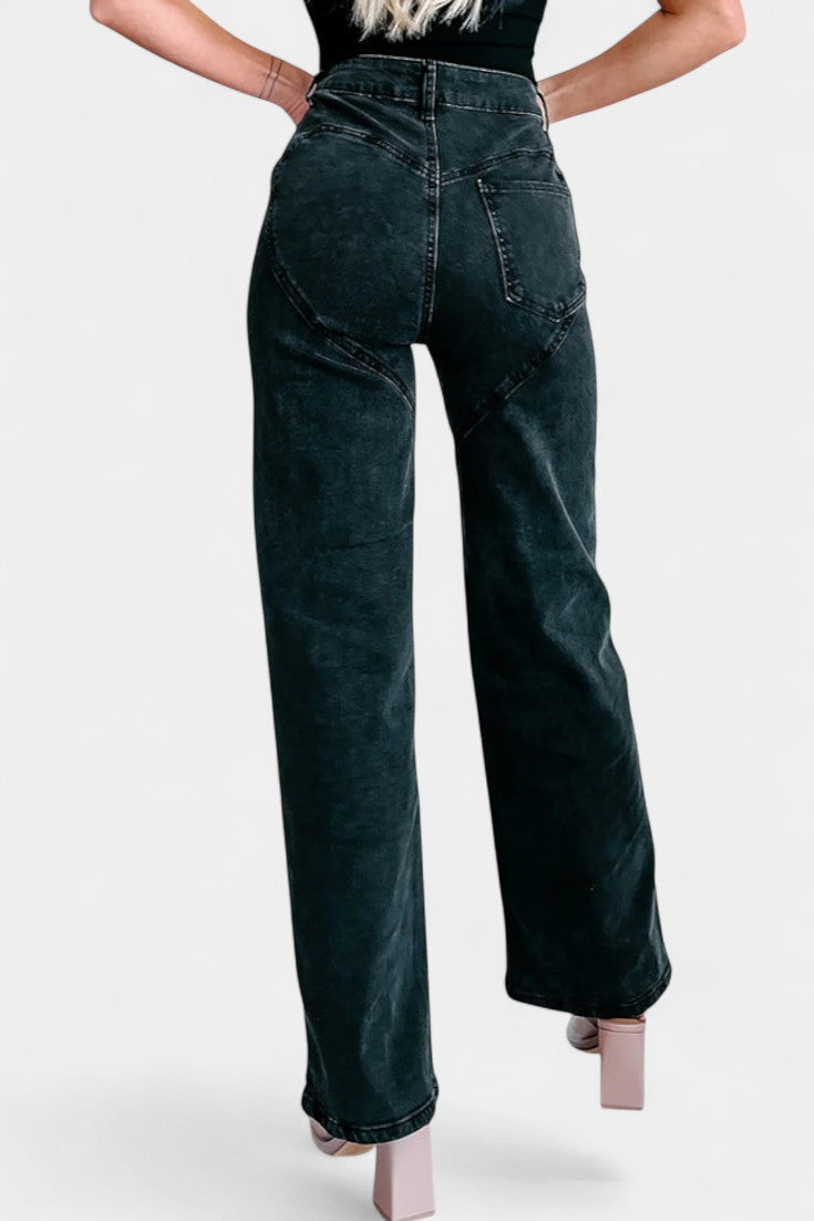 Evian Jeans Revneret Lige Slidte Rhinestones Eksklusiv