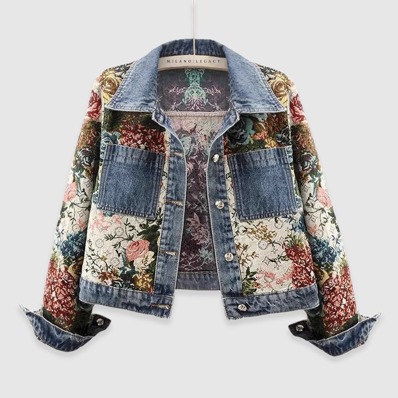 Clara Amoretti Denimjakke Floral Blossom Bomuld Eksklusiv