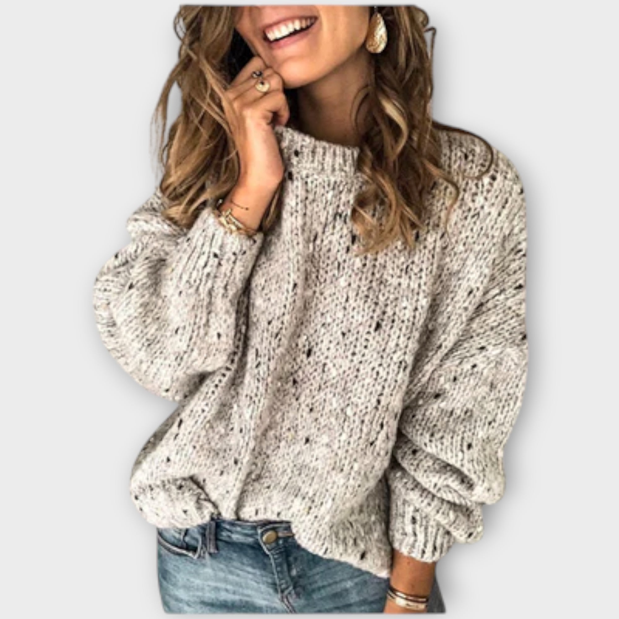 Eline Striktrøje Retro Merino Uld Varmt Elegant Eksklusiv