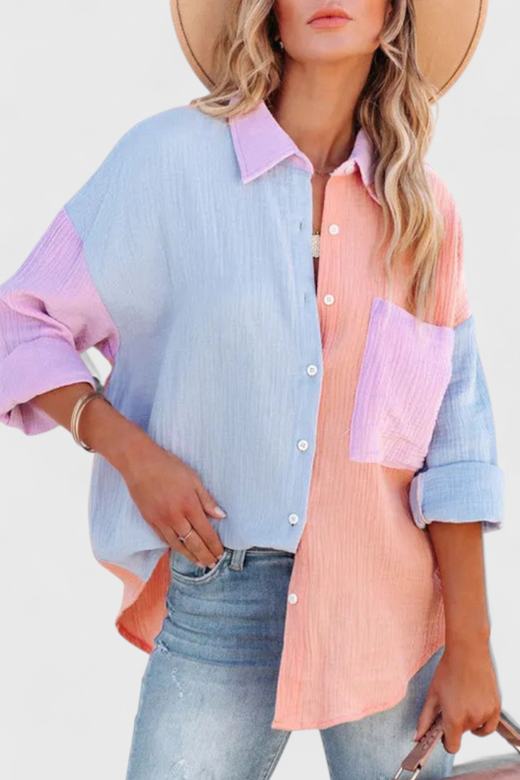 Juniper Bluse i Farveblok Kollektion med Eksklusiv Pasform