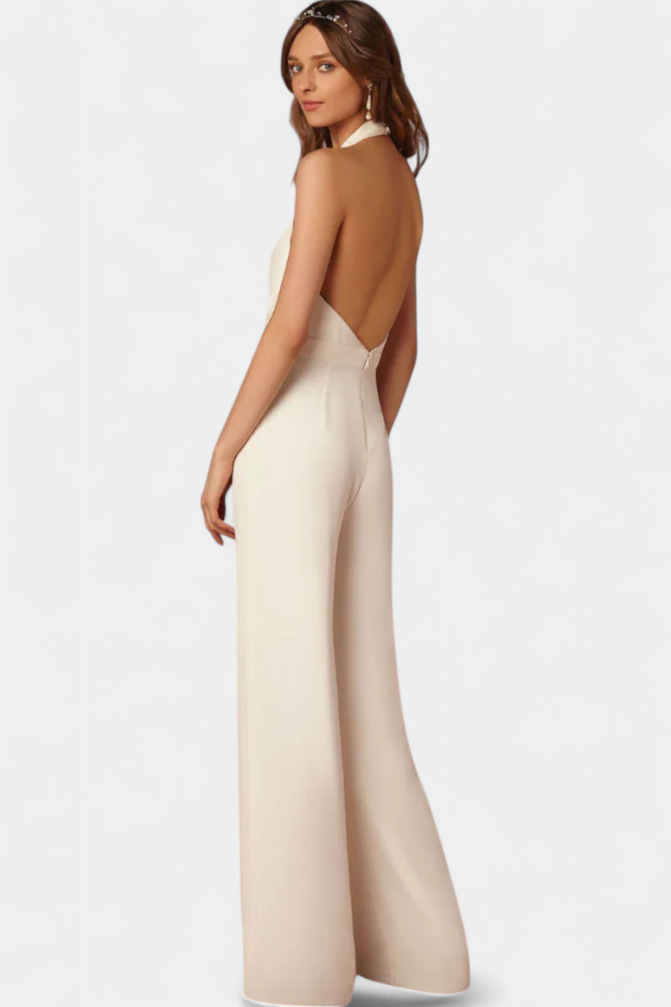 Elegance Lilla Jumpsuit Med Bred Ben Til Kontor Eksklusiv