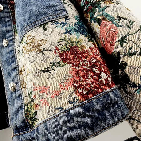 Clara Amoretti Denimjakke Floral Blossom Bomuld Eksklusiv