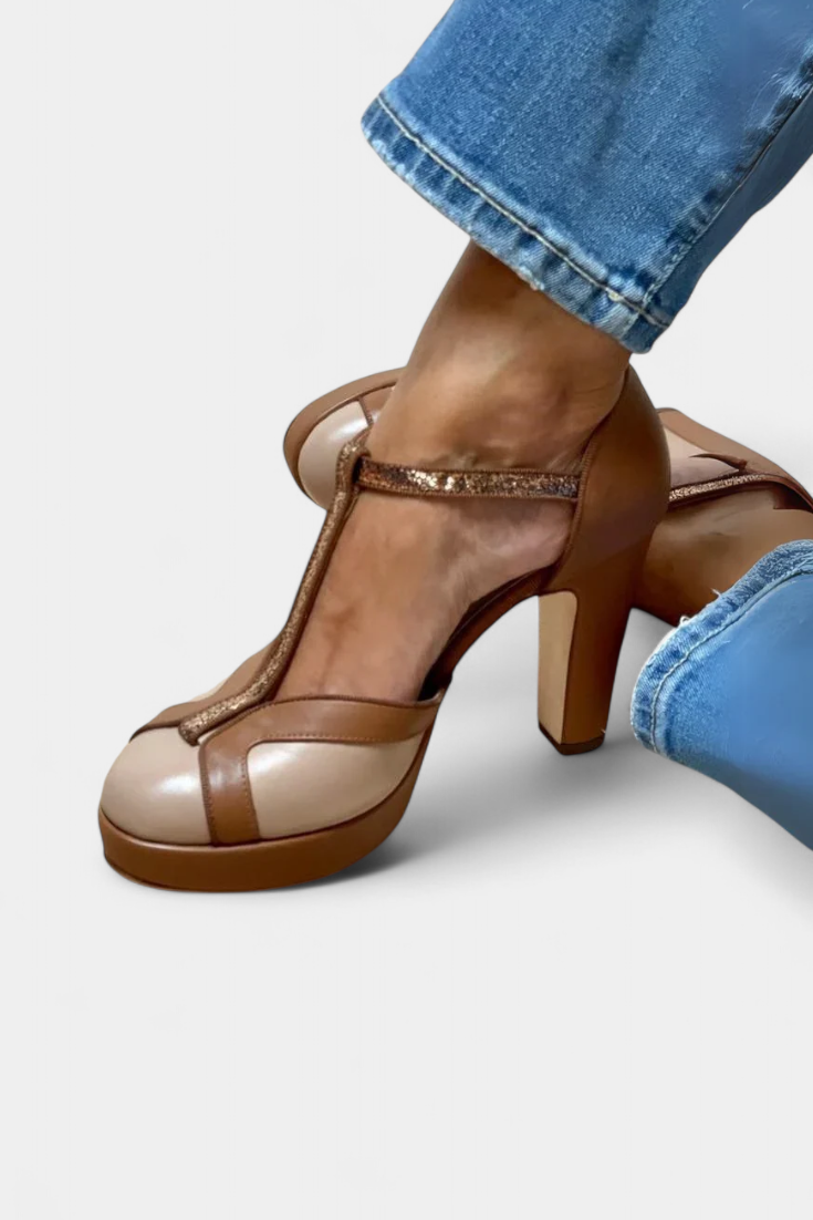 Helena Nøgen Stiletter Karamel Elegante Vintage Kollektion