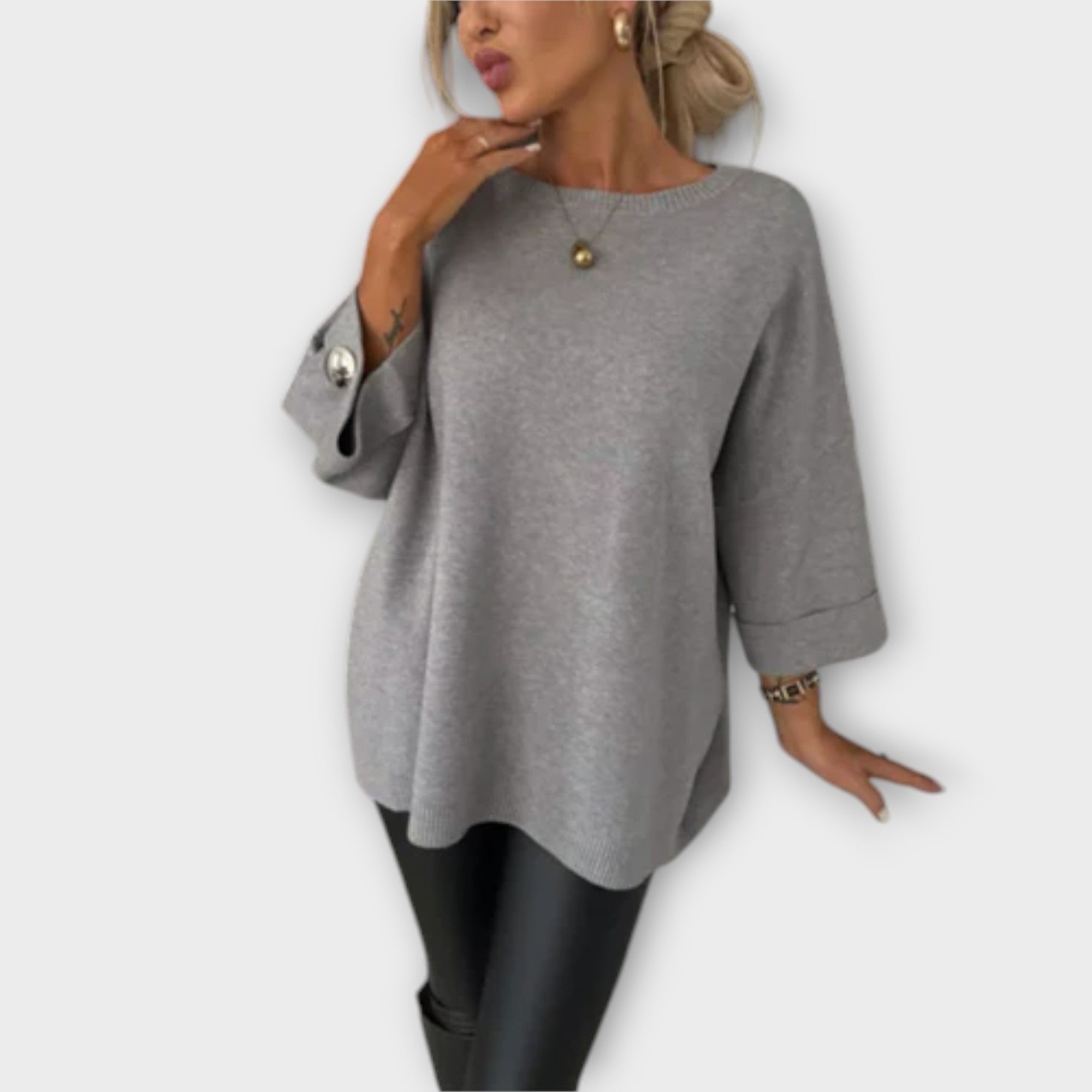Eline Strikket Bluse Elegant Silhuet Eksklusiv Kontor