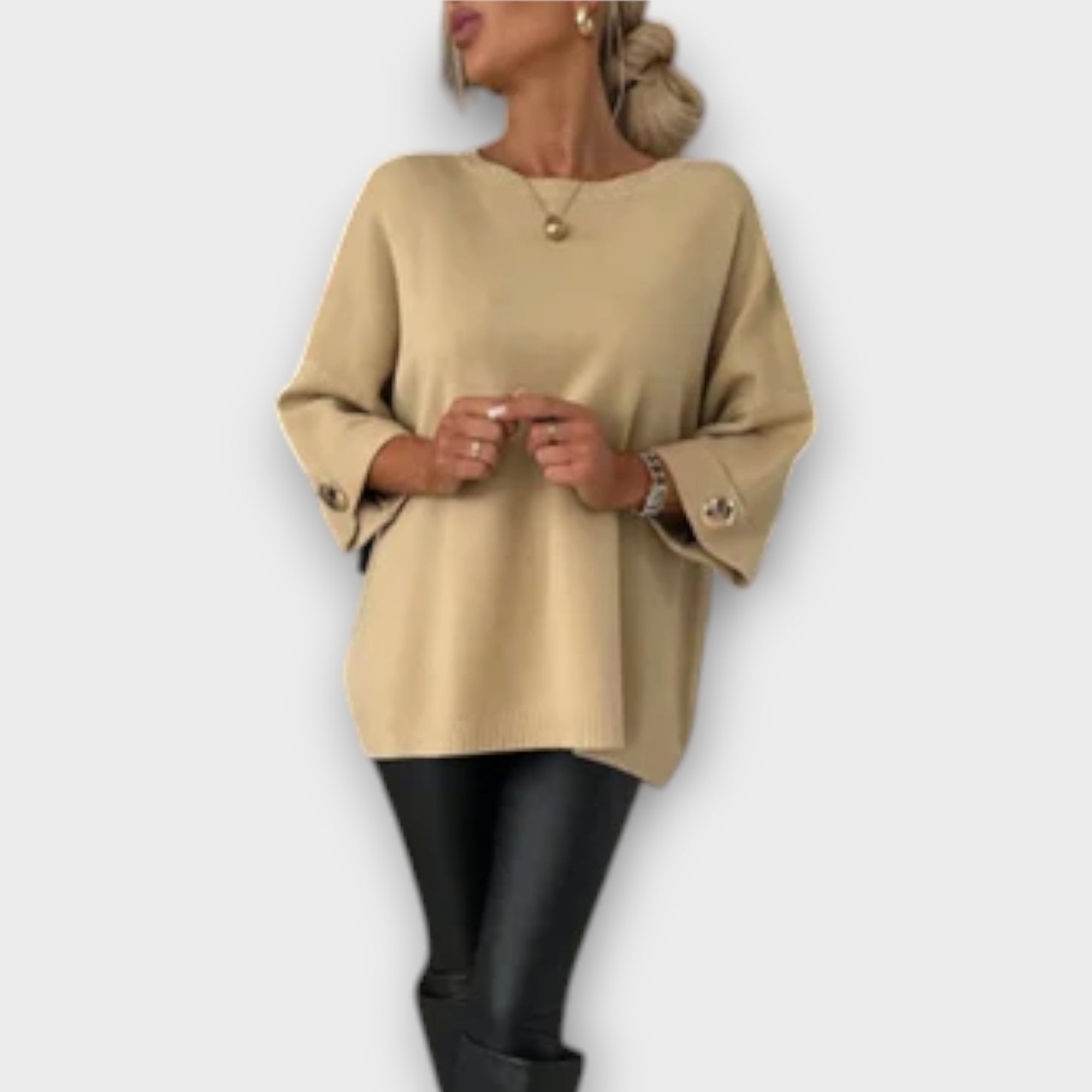 Eline Strikket Bluse Elegant Silhuet Eksklusiv Kontor