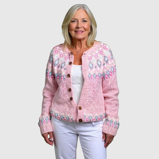Hazel - Lyserød komfortabel uld cardigan