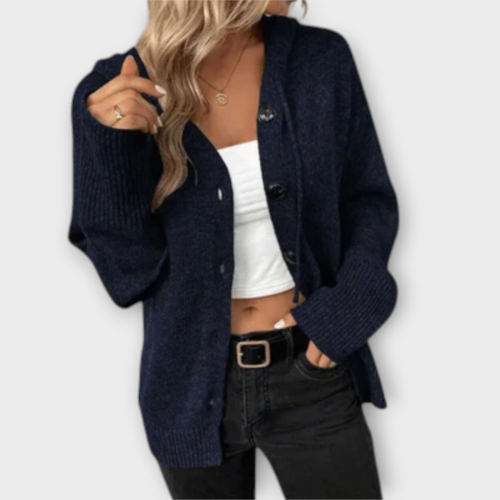 Eline Cardigan I Blødt Strik Frontknapper Eksklusiv
