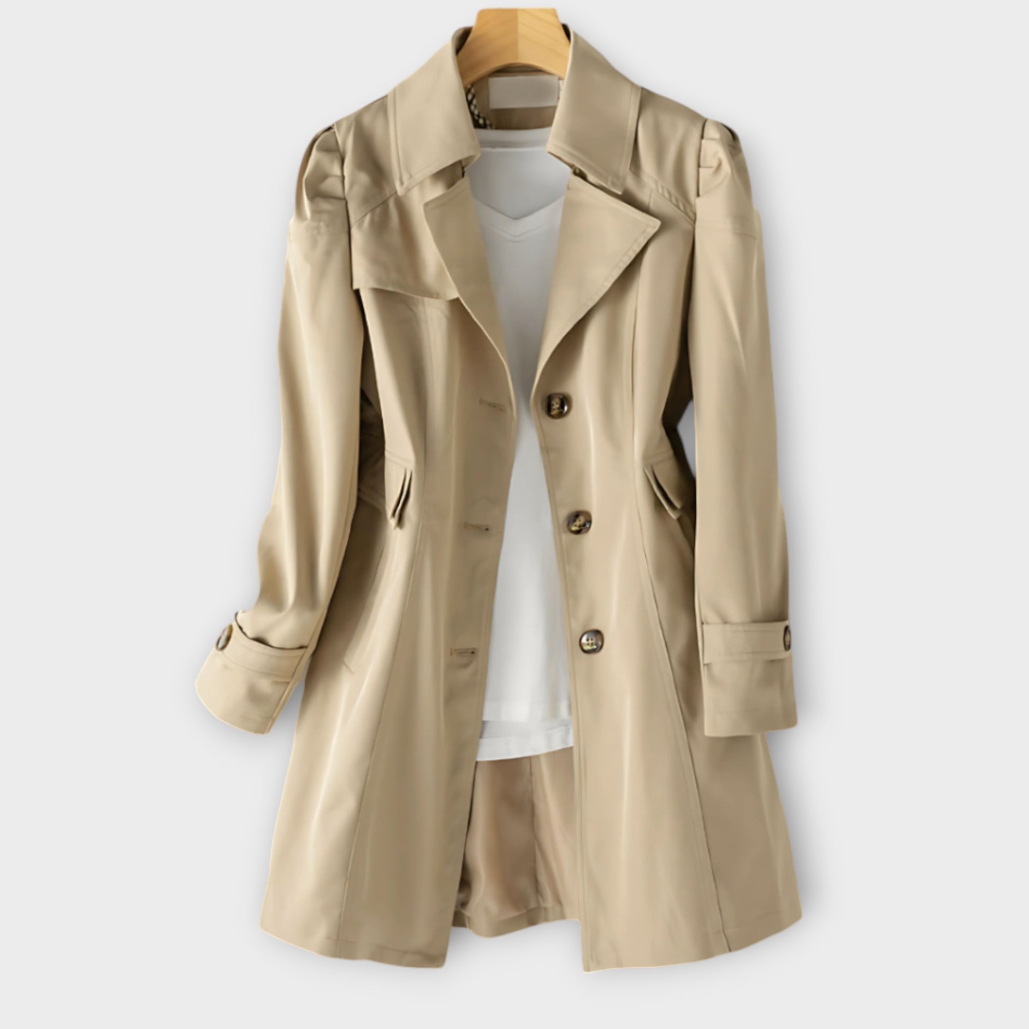 Claire Let Gabardine Trenchcoat Eksklusiv Klassisk Struktur