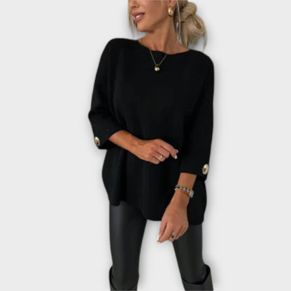 Eline Strikket Bluse Elegant Silhuet Eksklusiv Kontor