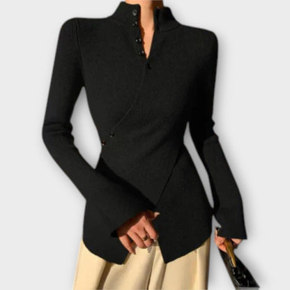 Eline Trøje Af Bomuld Med Ribstrik Sort Premium Eksklusiv