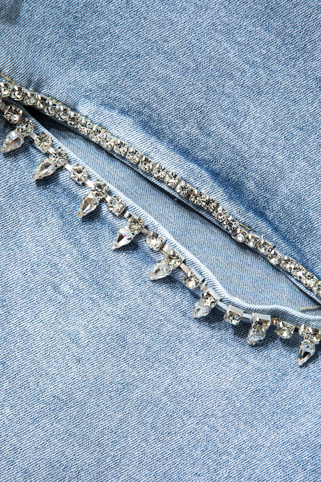 Evian Jeans Revneret Lige Slidte Rhinestones Eksklusiv