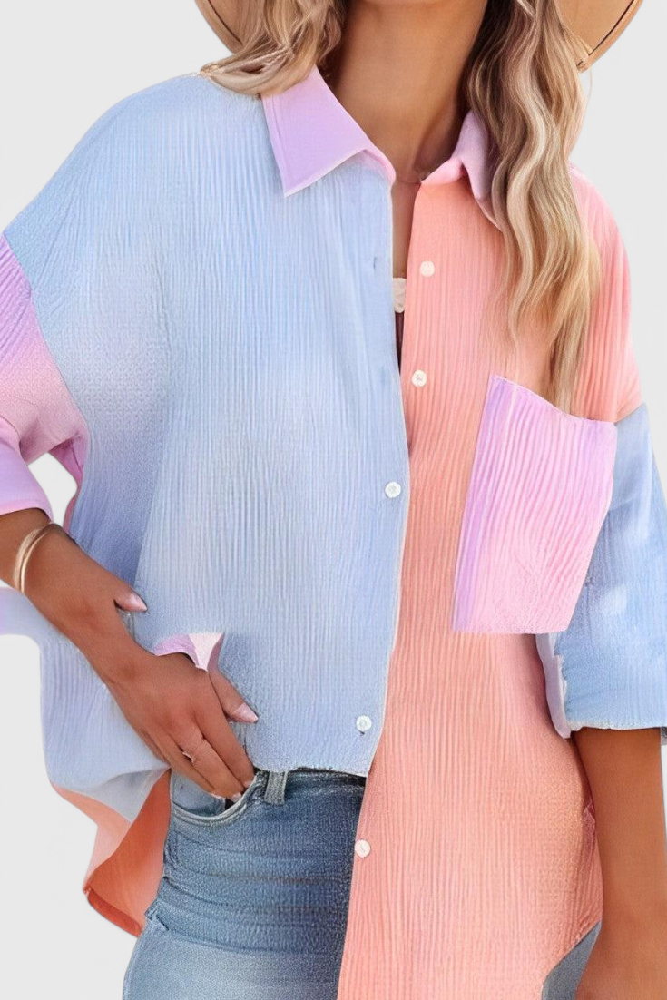 Juniper Bluse i Farveblok Kollektion med Eksklusiv Pasform