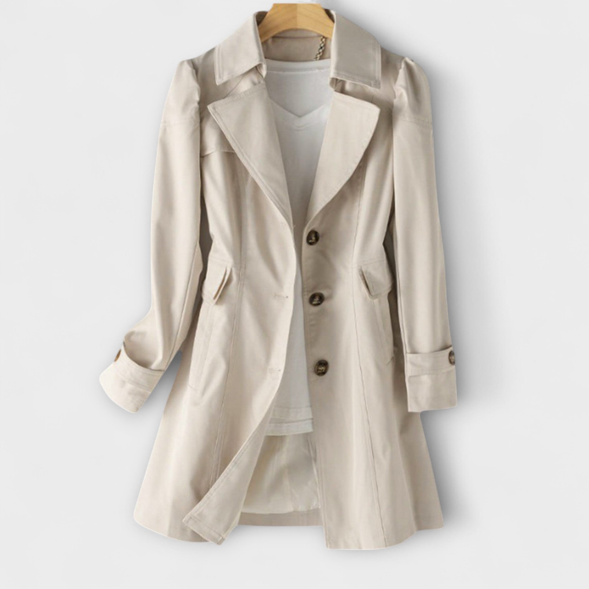 Claire Let Gabardine Trenchcoat Eksklusiv Klassisk Struktur