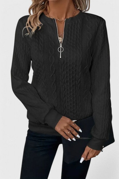 Zoey Eksklusiv Jersey Strik Med Lynlås Blød Og Elegant