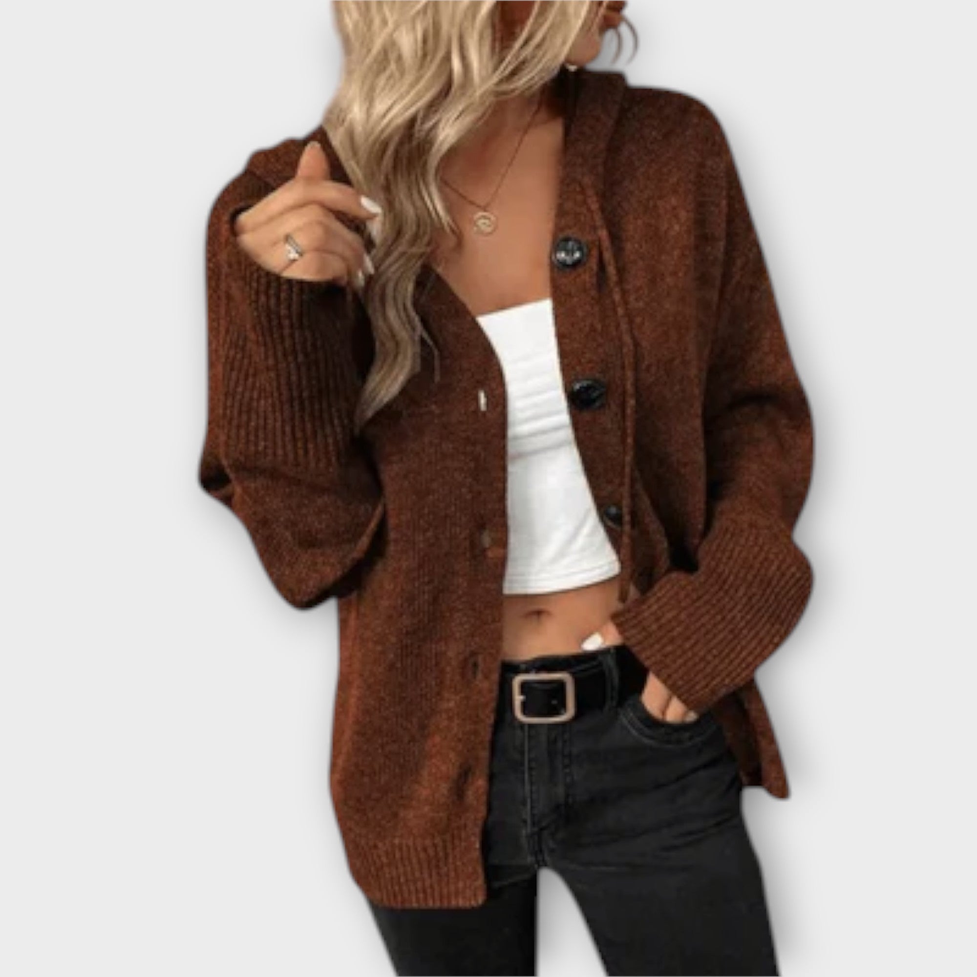 Eline Cardigan I Blødt Strik Frontknapper Eksklusiv