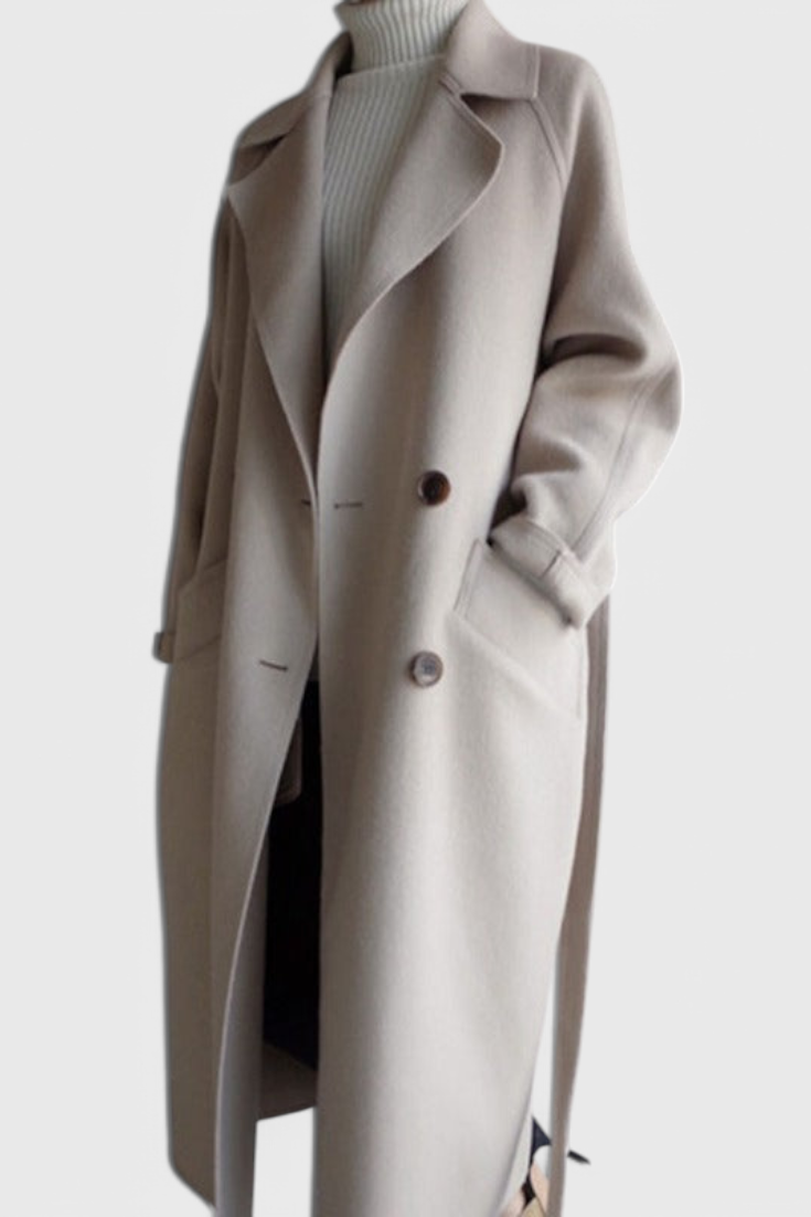 Clara Timeless Lang Uldblazer Med For Eksklusiv Koldt Klima
