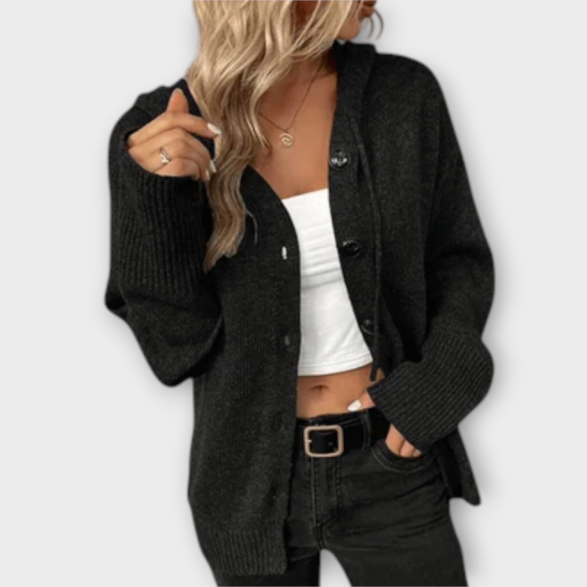 Eline Cardigan I Blødt Strik Frontknapper Eksklusiv