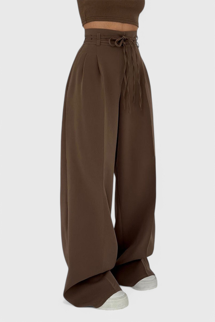 Sophie Bredbenede Bukser Med Snøre Og Høj Talje Elegant e