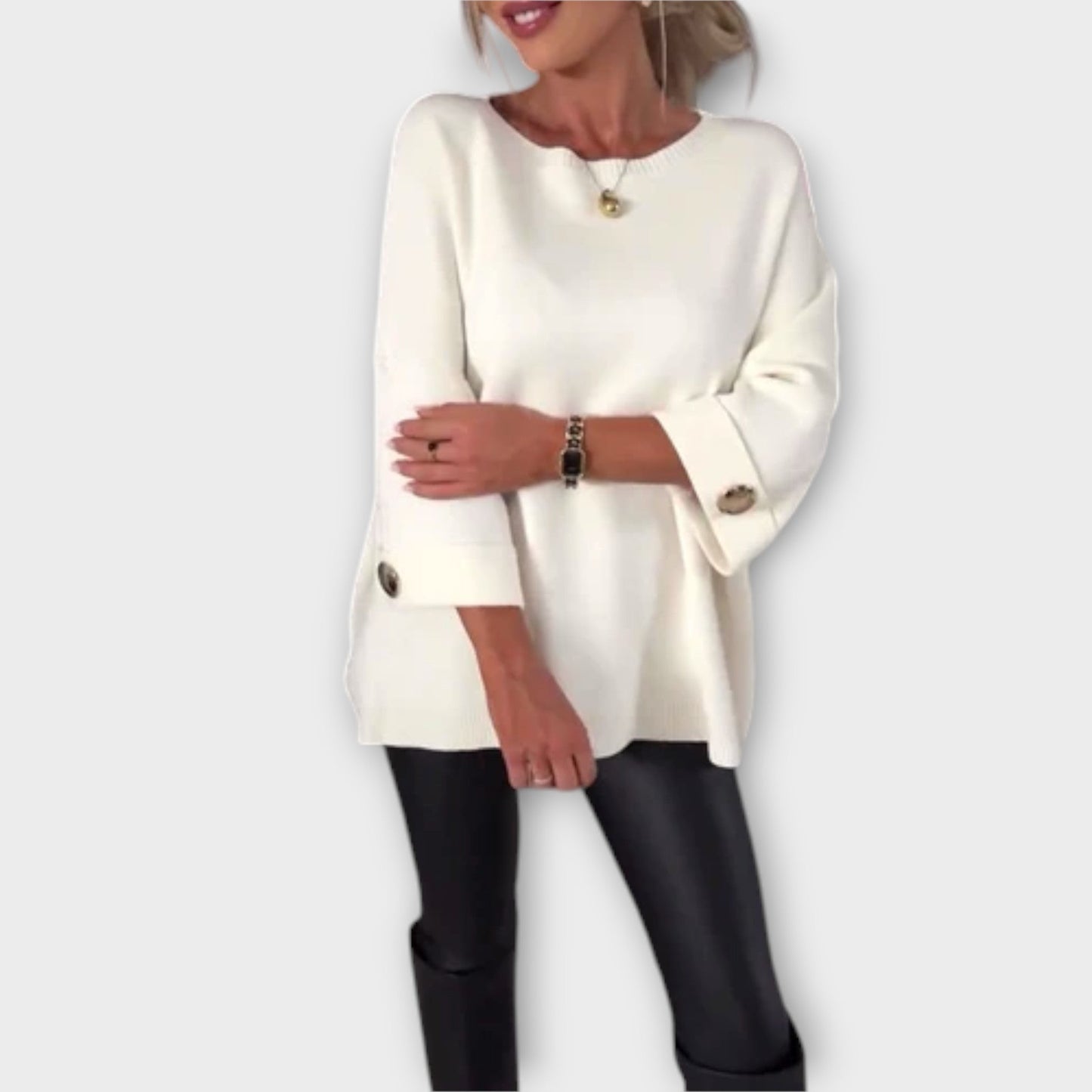 Eline Strikket Bluse Elegant Silhuet Eksklusiv Kontor