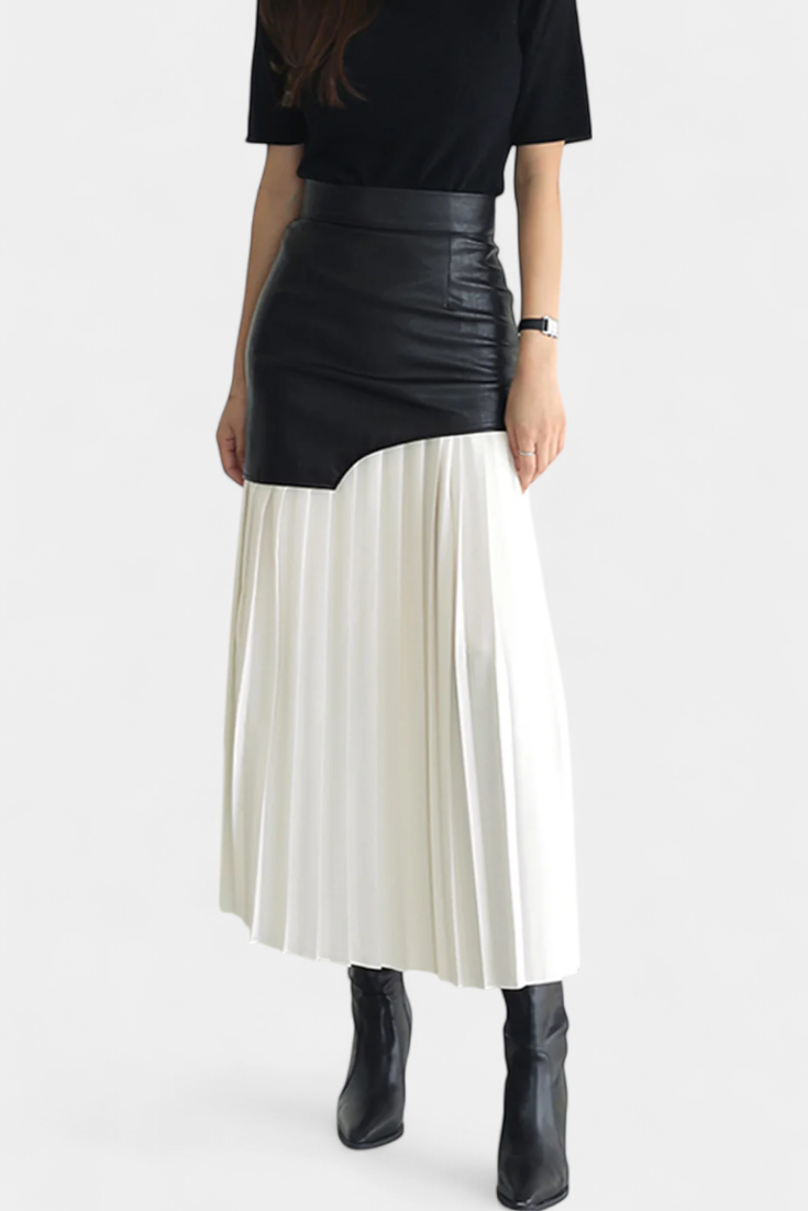 Noelle Maxi Nederdel Chiffon Og Syntetisk Læder Eksklusiv