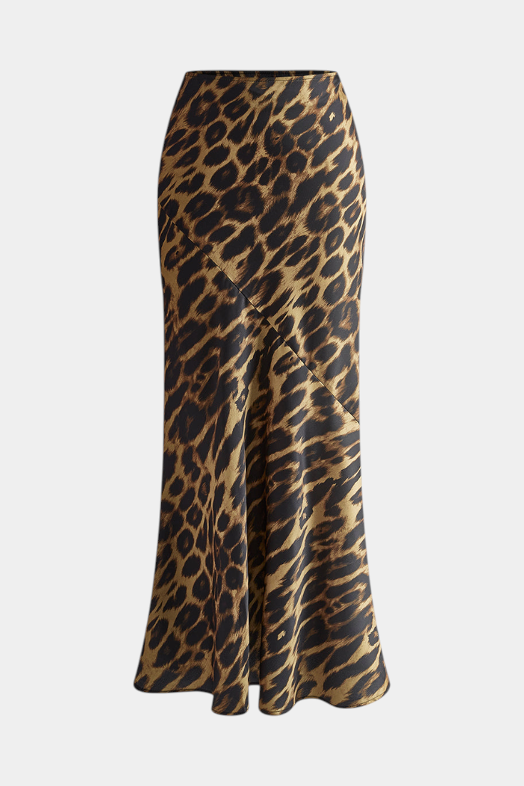 Elena Skørt Maxi Slim Leopardmønster Vævet Eksklusivt