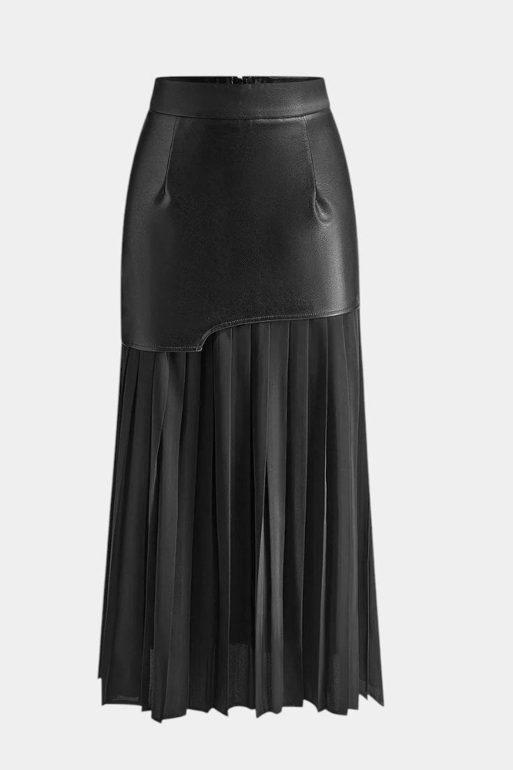 Noelle Maxi Nederdel Chiffon Og Syntetisk Læder Eksklusiv