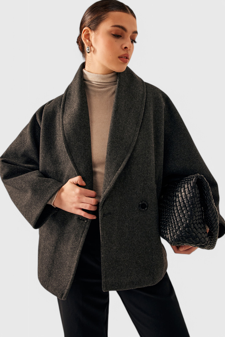Helena Tweed Frakke Oversized Bomuld Polyester Eksklusiv