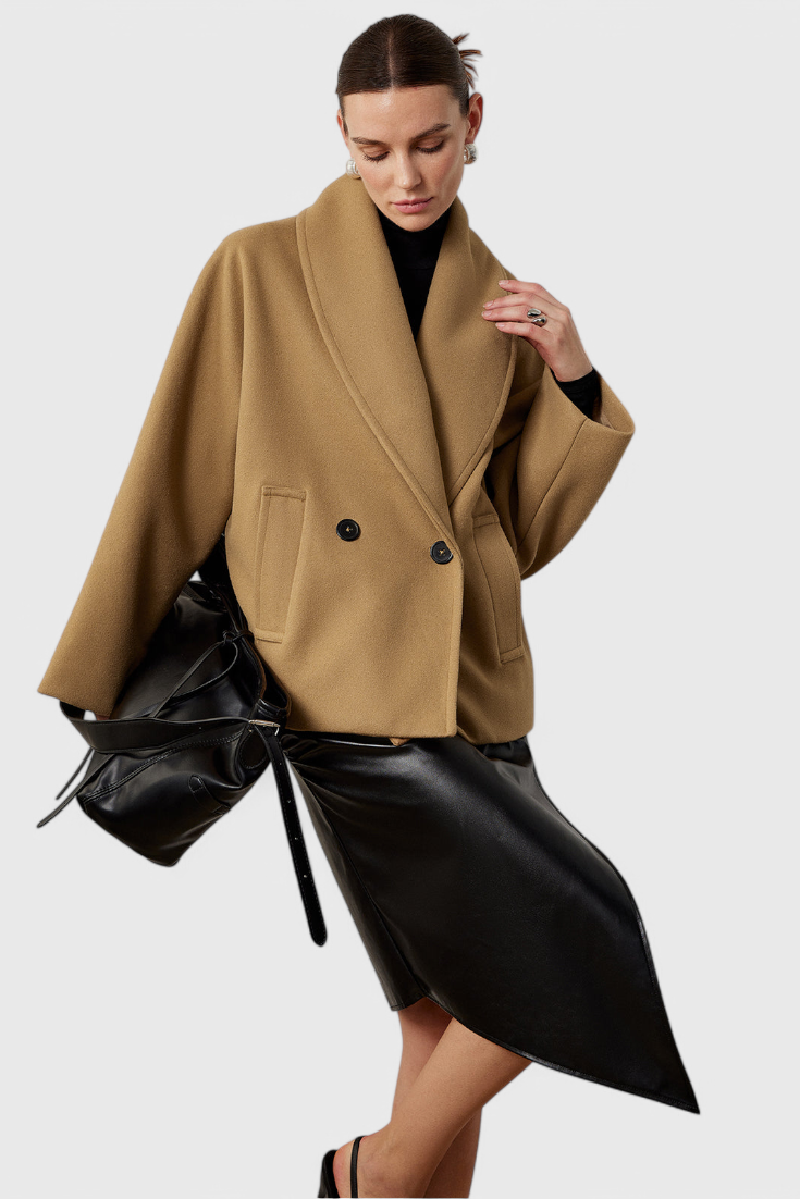 Helena Tweed Frakke Oversized Bomuld Polyester Eksklusiv