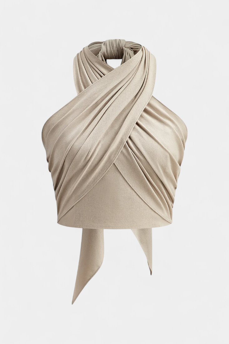 Lena Top Halter Krydset Åben Ryg Knude Eksklusiv Kollektion