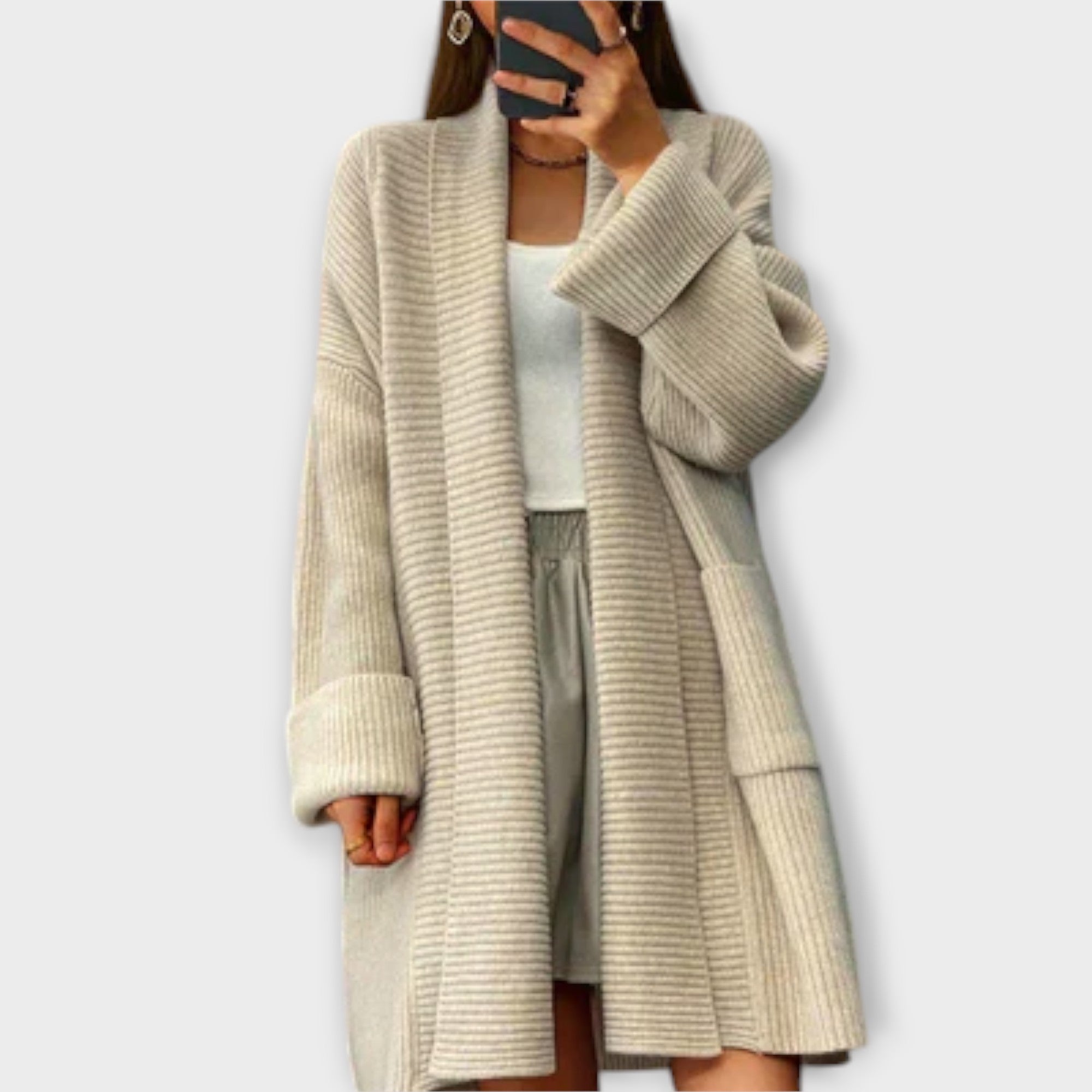 Langt Strikvest Casual Elegant Eksklusiv Kollektion