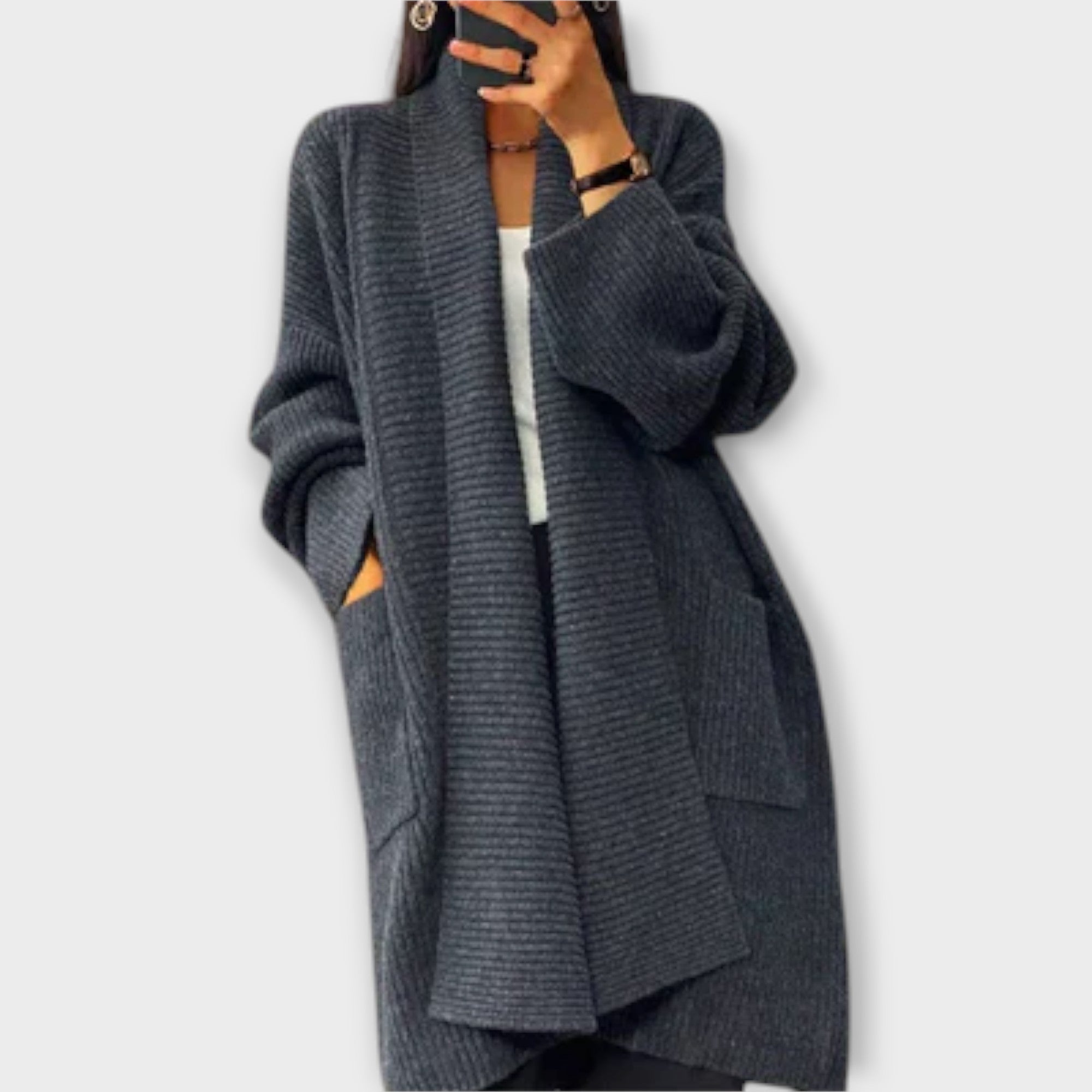 Langt Strikvest Casual Elegant Eksklusiv Kollektion