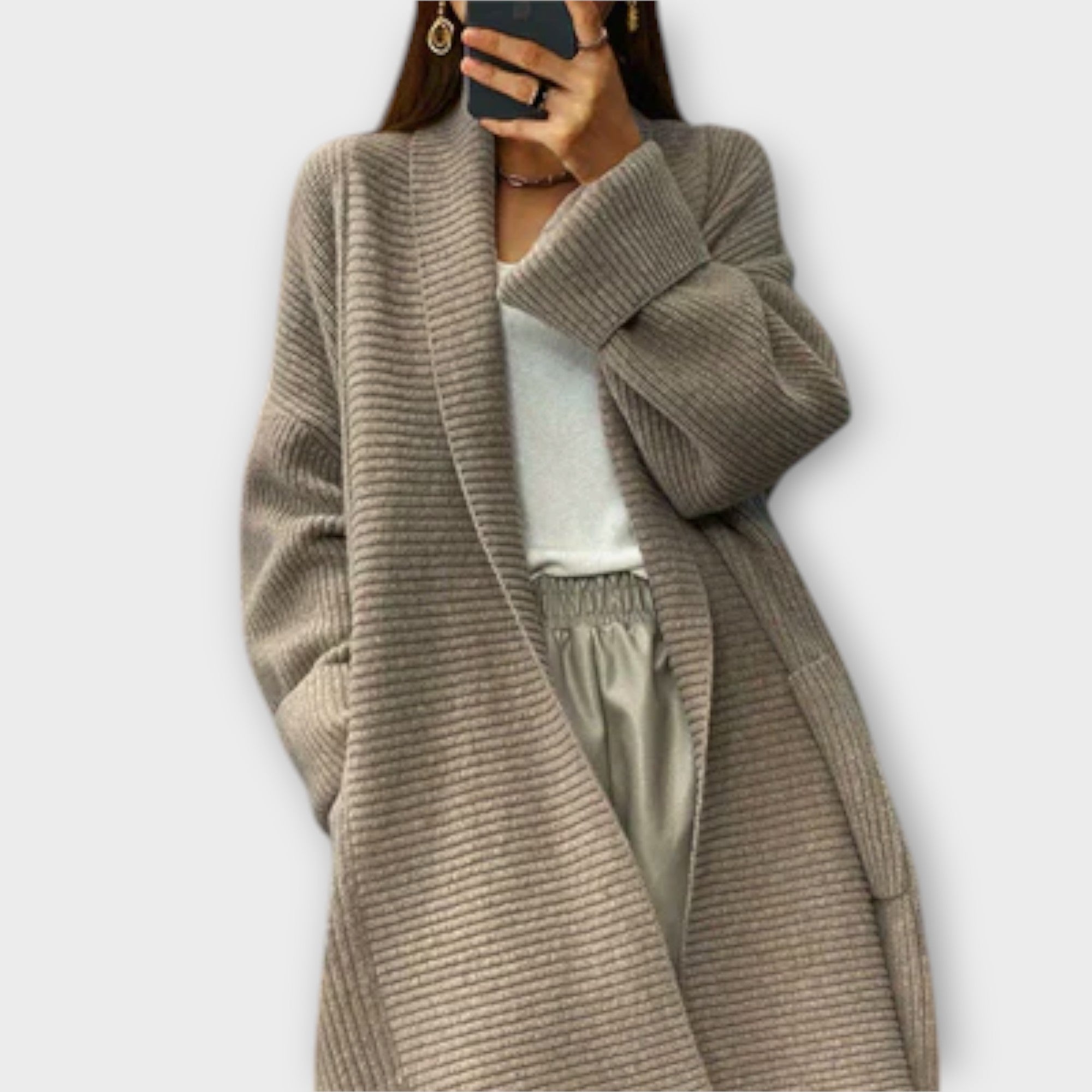 Langt Strikvest Casual Elegant Eksklusiv Kollektion