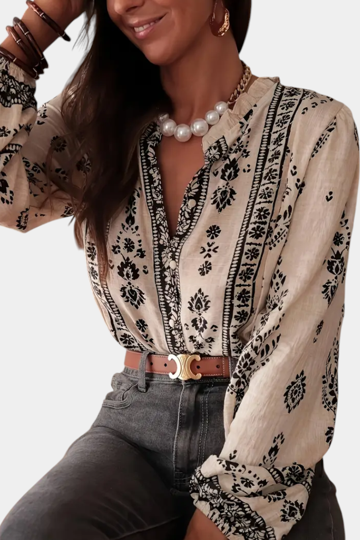 Wild Sage Bluse Genanvendt Polyester Med Tryk Eksklusiv