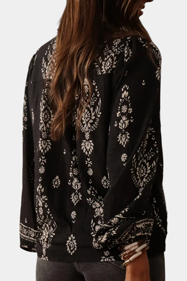 Wild Sage Bluse Genanvendt Polyester Med Tryk Eksklusiv
