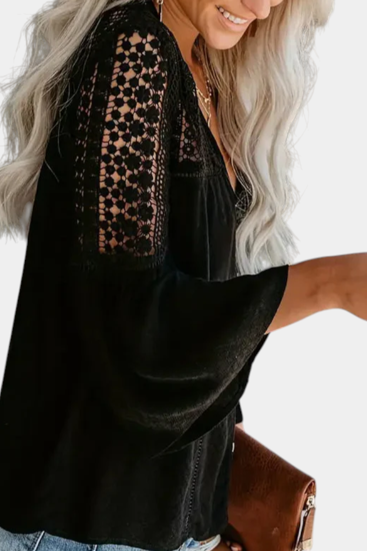 Sunwoven Bluse Af Bomuld Og Rayon V Hals Eksklusiv Stil