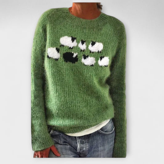 Eline Strik Trøje Uld Vintage Efterårs Eksklusiv Kvinder