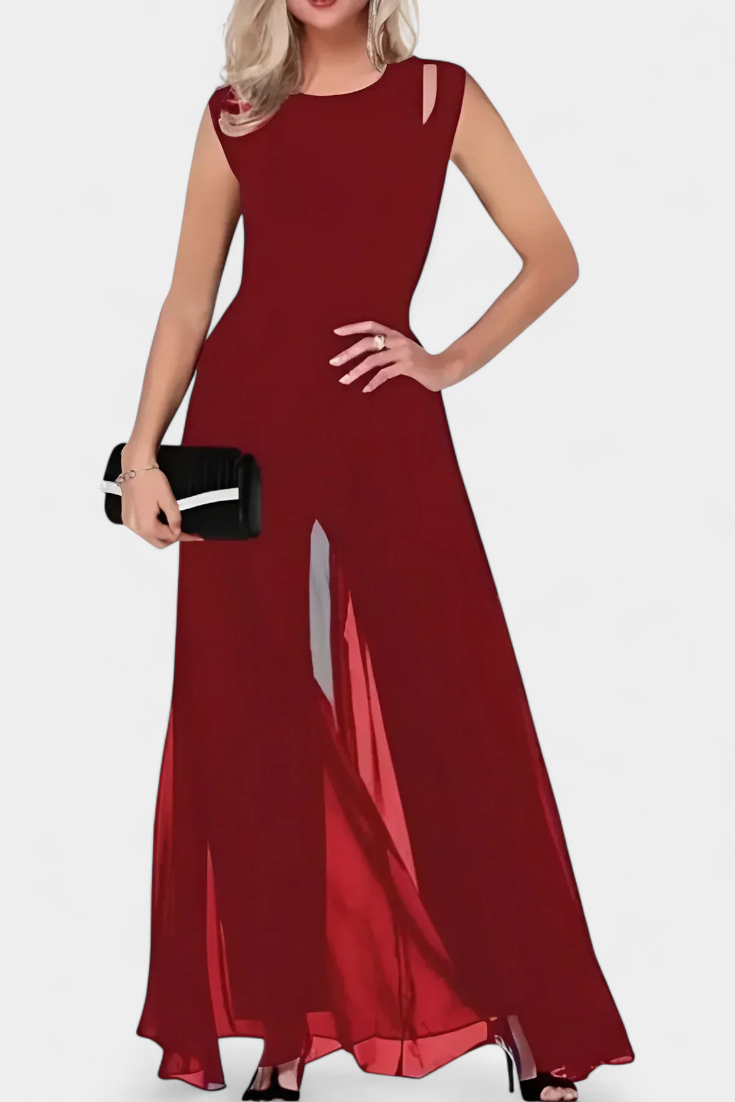 Nadia Mono Eksklusiv Elegant Uden Ærmer Chiffon Front
