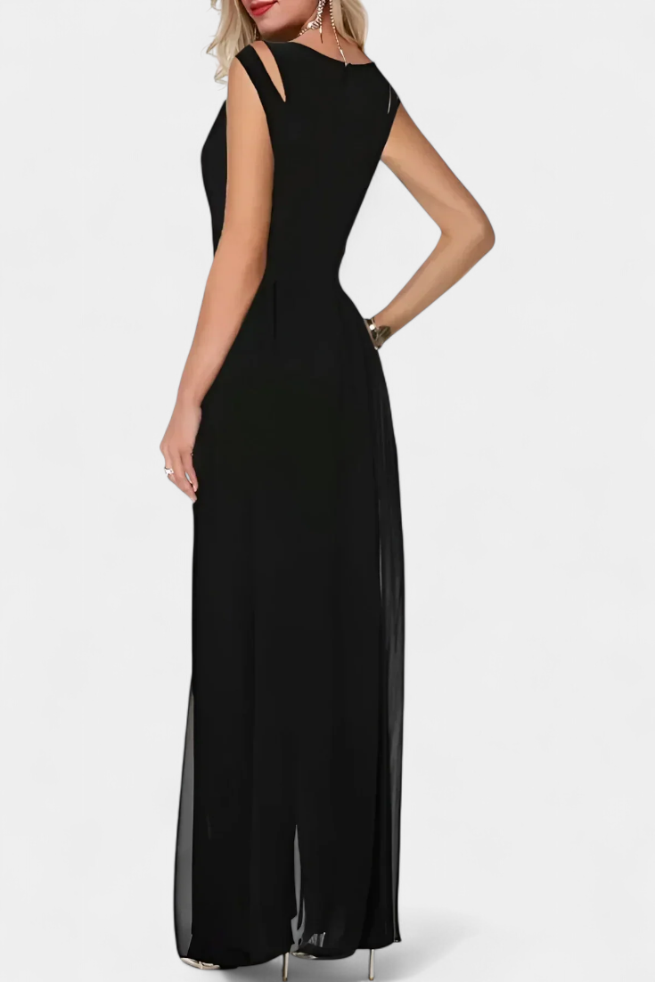 Nadia Mono Eksklusiv Elegant Uden Ærmer Chiffon Front
