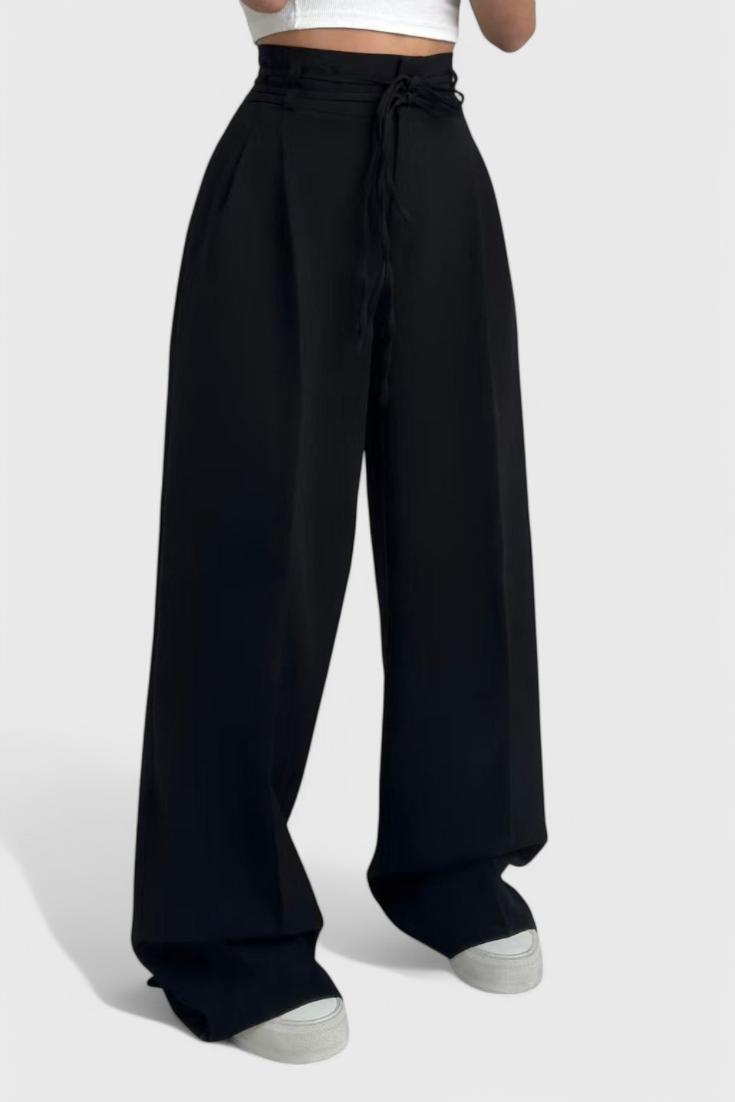 Sophie Bredbenede Bukser Med Snøre Og Høj Talje Elegant e