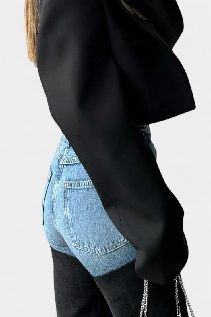 Mijie Patchwork Jeans Med Høj Talje Og Lige Ben Eksklusiv