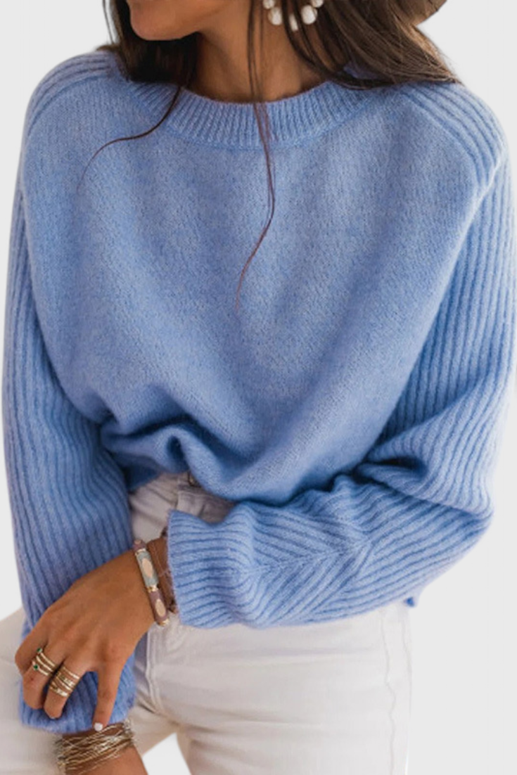 Ariane Eksklusiv Luksus Jerseytrøje Med Ribstrikkede Ærmer