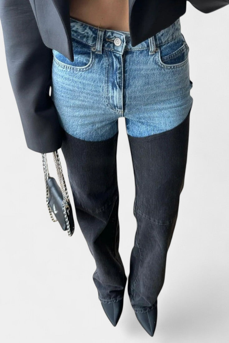 Mijie Patchwork Jeans Med Høj Talje Og Lige Ben Eksklusiv