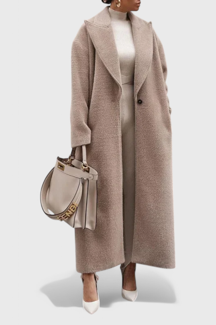 Chloe Luxe Lang Frakke Collection Med Polerede Knapper