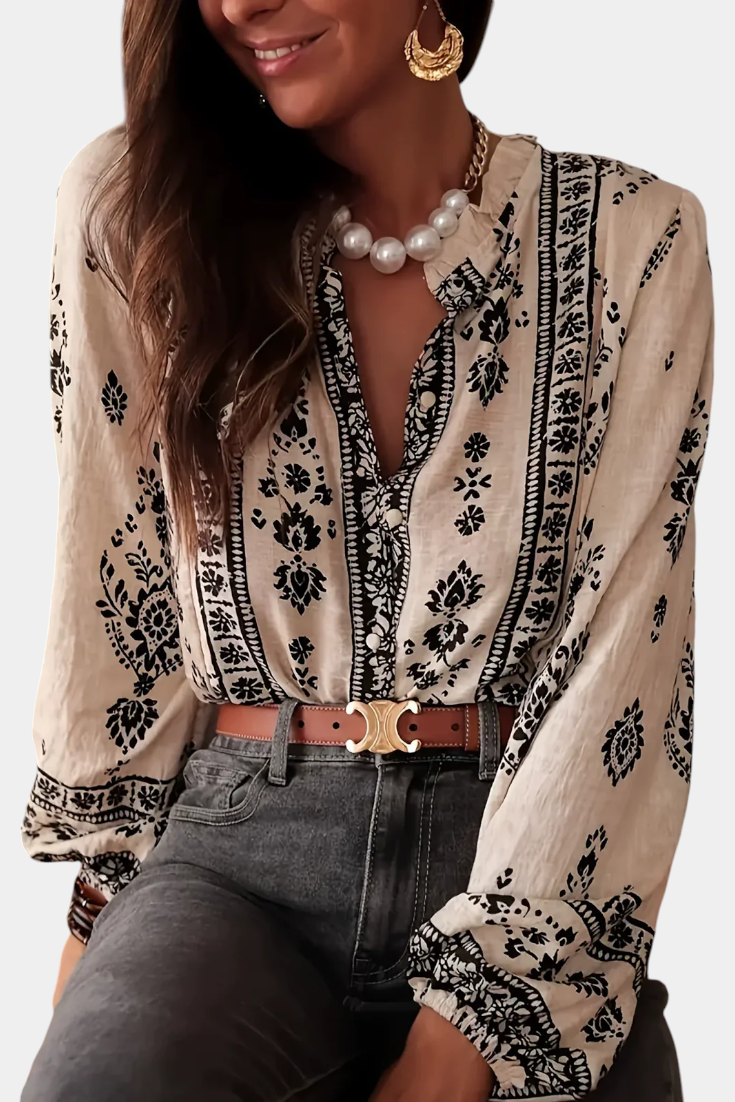 Wild Sage Bluse Genanvendt Polyester Med Tryk Eksklusiv